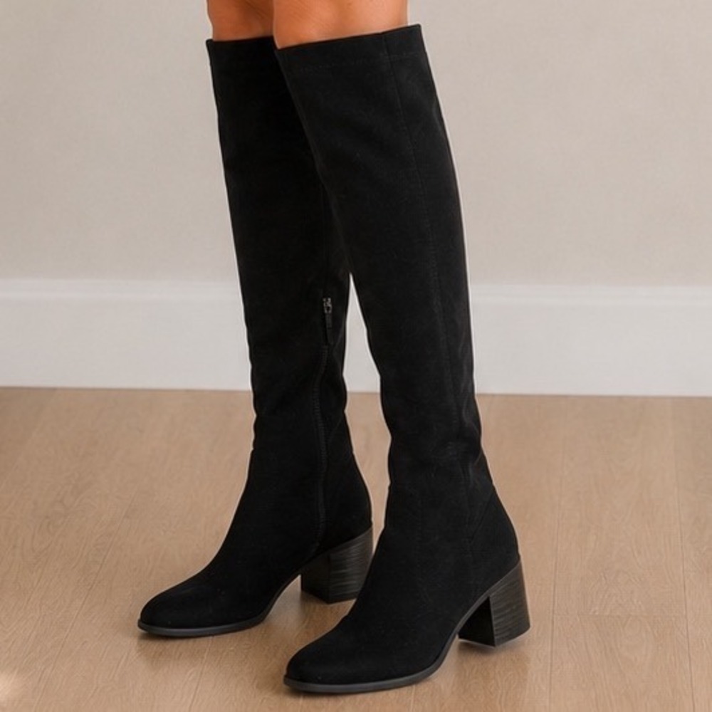 Corso Como Loval Black Suede Tall Boots Minimalist Old Money Quiet Luxury 9.5M